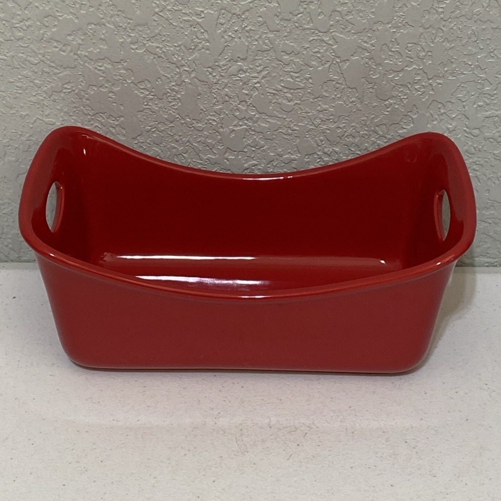 Rachael Ray Red Stoneware 9"x 5" Bread Loaf Pan with Handles G014 Oven Bakeware